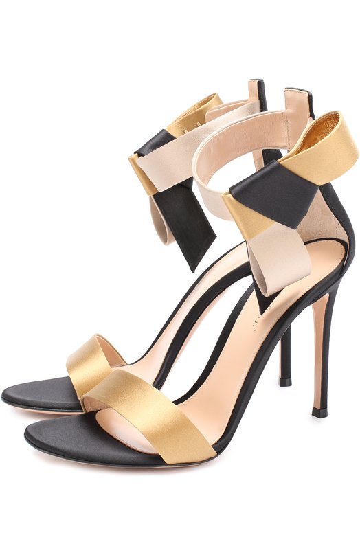 Атласные босоножки Geisha с бантом Gianvito Rossi 2376652